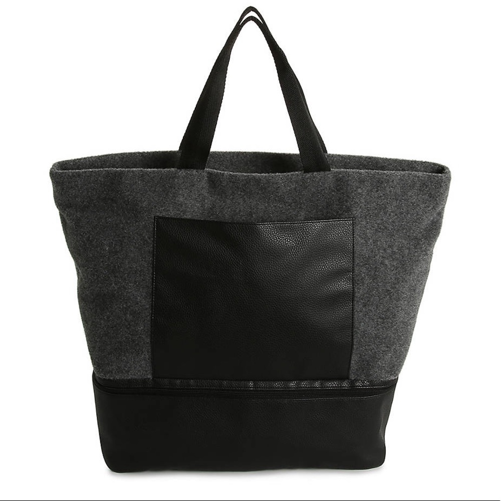 Wool Felt Tote Bag With Shoe Compartment